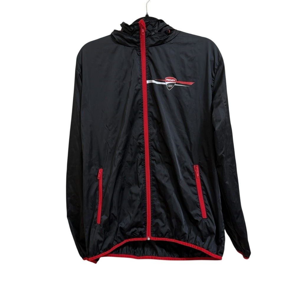 Ducati Corse nylon track jacket windbreaker zip up with packable hood size XL